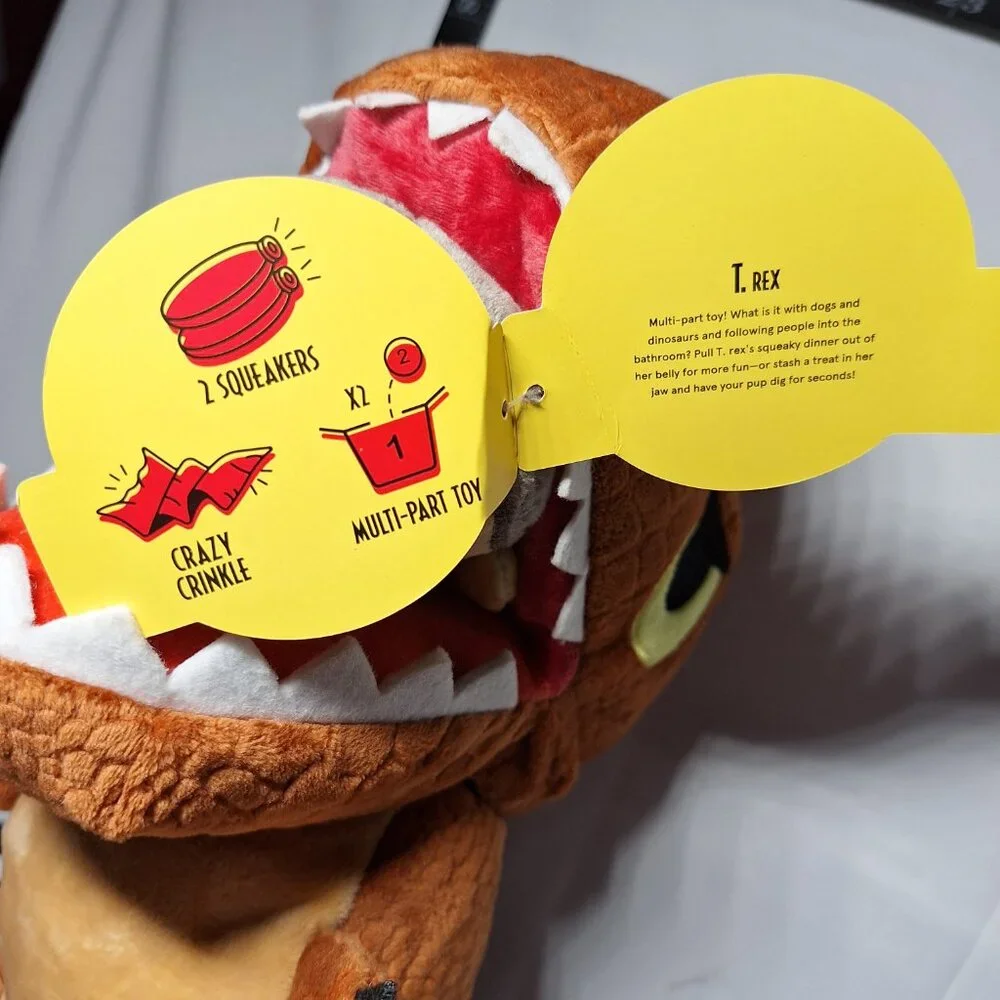 NWT Bark Jurassic Park T-Rex Dog Toy XL